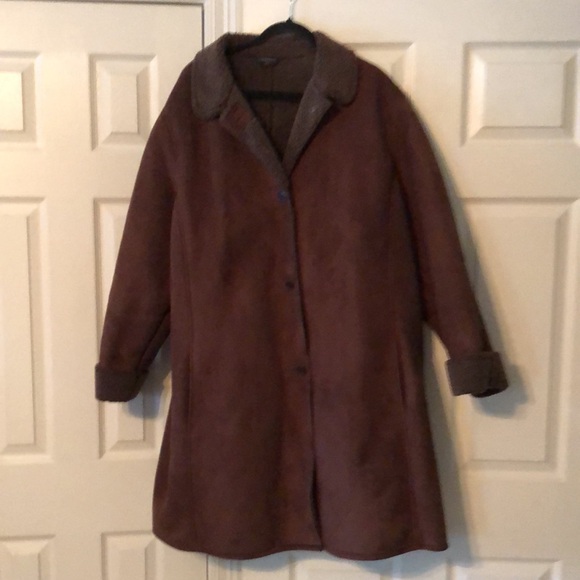Lands' End Jackets & Blazers - Beautiful Landsend faux suede Sherpa lined barn coat. Sz 3x Nwot